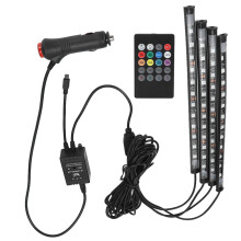 Muzieksynchroniserende LED-strips voor in de auto, aanpasbare RGB-sfeerverlichting met spraakbediening en draadloze afstandsbediening, energiezuinig,