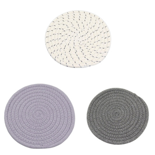 1/3pcs Handmade Cotton Thread Woven Coaster Round Thicken-10