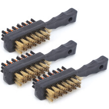 Spazzola di pulizia a doppia faccia per mazze da golf e superfici metalliche, spazzole in filo di ottone per la rimozione della ruggine con manico