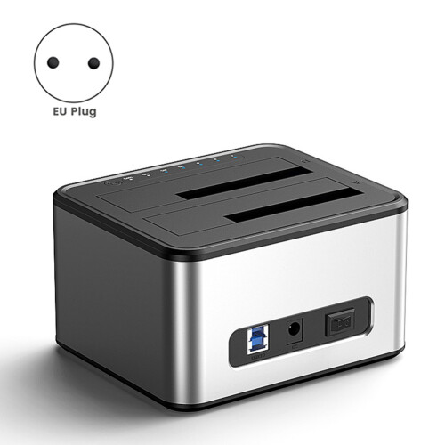 2.5/3.5 Inch SSD External Hard Drive Enclosure Dual-Bay Docking Statio 2