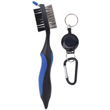 Pulitore rapido ed efficiente per scanalature di mazze da golf con moschettone in alluminio a zip retrattile, setole in filo di nylon resistenti,