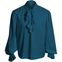 BlueL Men's Pirate Shirt Long Sleeve Renaissance Ruffled Blouse Steampunk Medieval Vampire Costume Top White XX