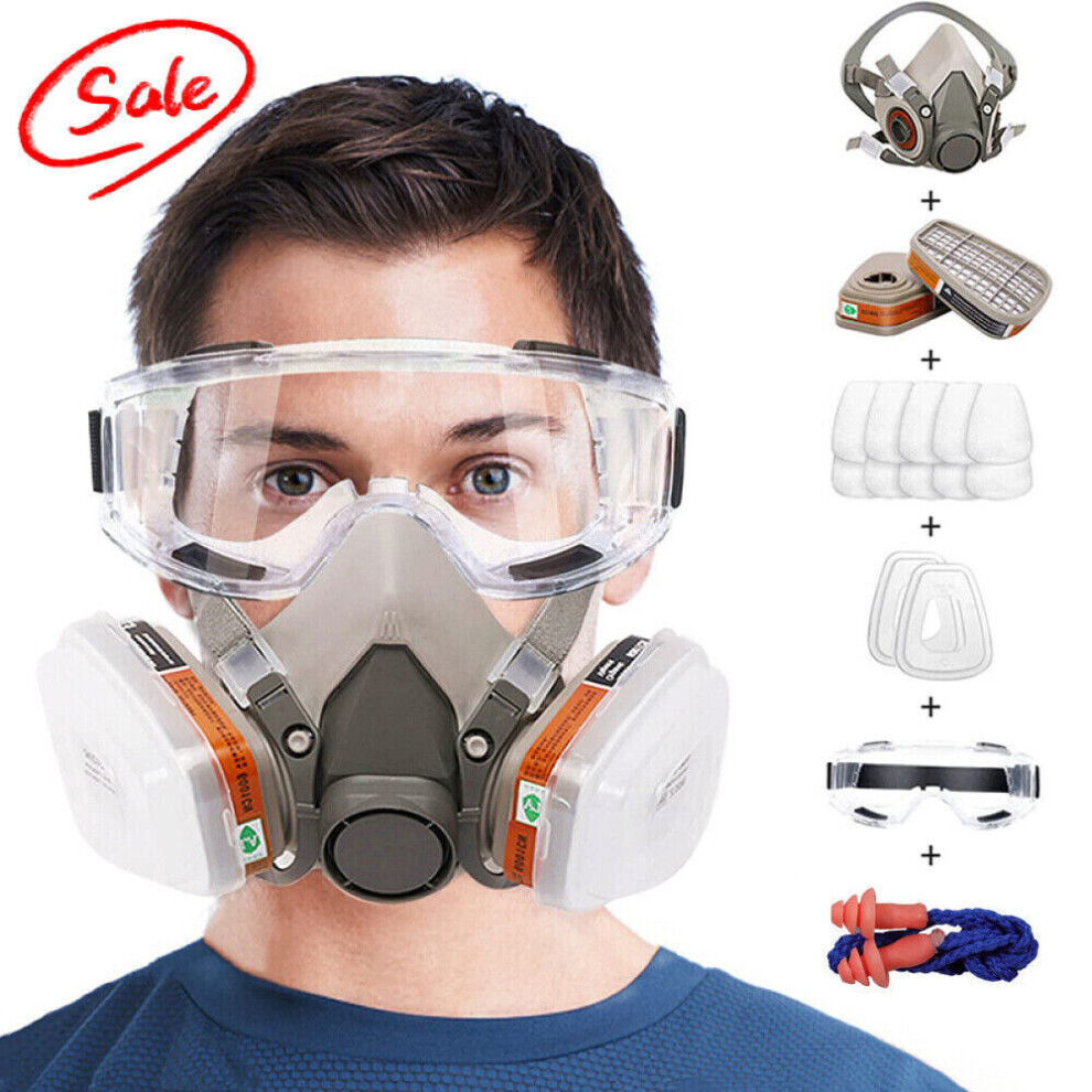 17 In 1 Full Face Mask 6200 Gas Mask Facepiece Spray Respirator Filter Chemical 8131152051342
