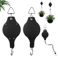 Pack of 2 Retractable Flower Basket Hooks for Garden Baskets, Feeders, Black