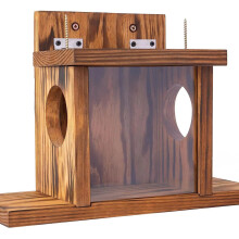 Eichhörnchen feeder made of wood with an umbrella, for hanging on the wall