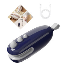 Mini Bag Sealer with Cutter, Rechargeable Heat Seal Resealer for Plastic Food Storage and Snack Freshness, Blue 1 Pack
