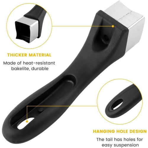 2Pcs Black Bakelite Pot Handle Replacement with Screw, ScaldProof Ergonomic Long Grip for Cookware 1