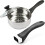 2Pcs Black Bakelite Pot Handle Replacement with Screw, ScaldProof Ergonomic Long Grip for Cookware 3