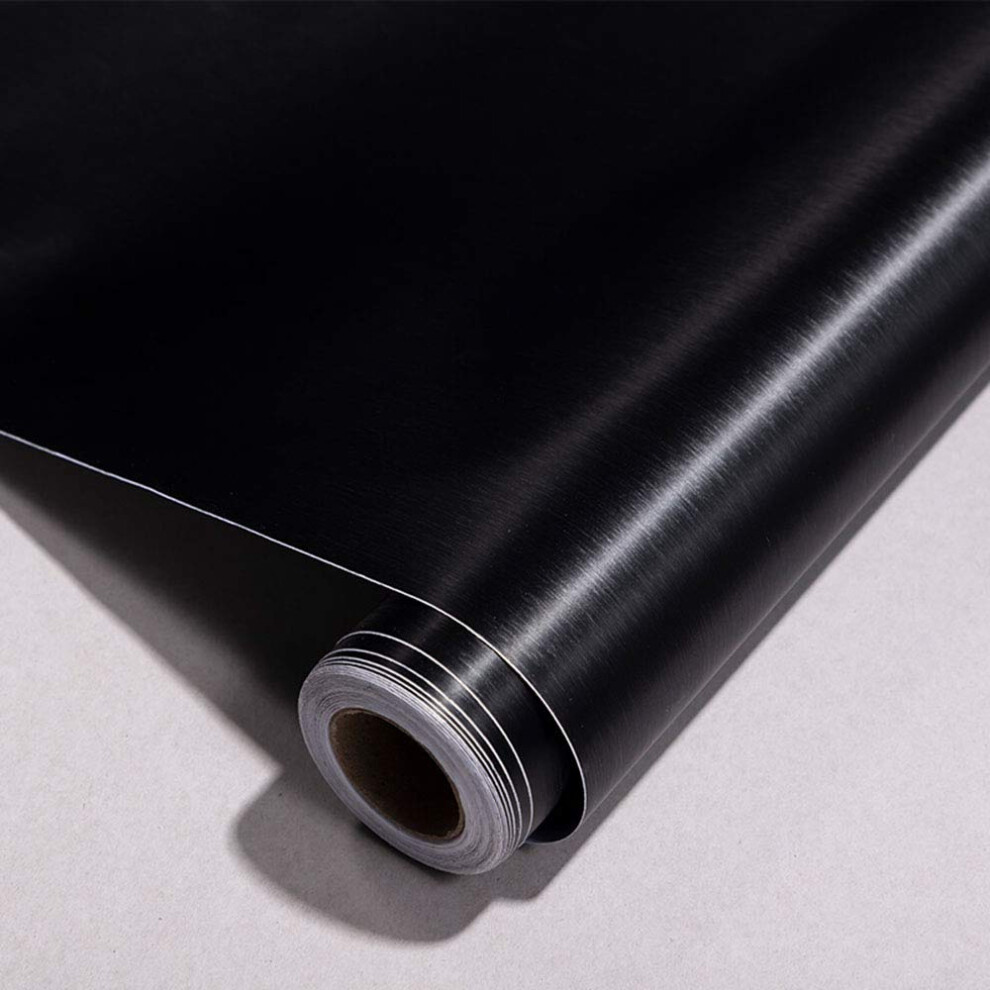 Stainless Steel Contact Paper Brushed Peel And Stick Waterproof Heat Resistant Vinyl For Appliances Kitchen Countertops 15.7X117 Inches Black