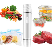 Handheld Vacuum Sealer for Food Preservation, Portable Cordless Sealing Machine Compatible with Bags and Containers (White)