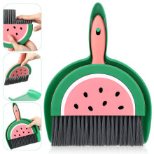 Mini Broom and Dustpan Set with Cute Watermelon Design for Desktop Cleaning and Small Spaces