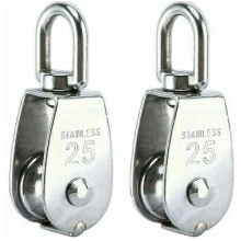 304 Stainless Steel M25 Single Pulley Lifting Block, 150kg Load Capacity, Set of 2