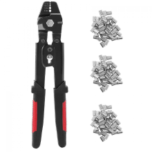 Black Wire Rope Crimping Tool Kit with Sleeves and Fishing Pliers
