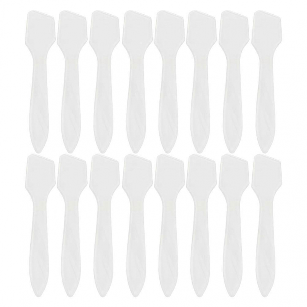 White Cosmetic Makeup Spatula Tool Plastic for Skin Cream Application 100Pcs