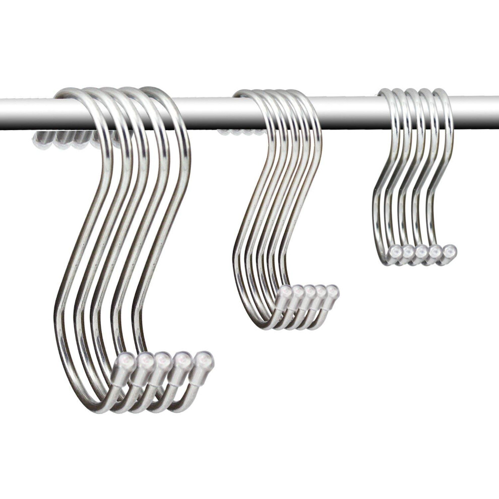 S Shaped Metal Hanging Hook Stainless Steel Multifunction Hanger Hooks For Kitchen Spoon Pan Bathroom Bedroom Pack Of 15(Mixed15 Pack) Small 9001264612467