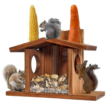 EichhörnchenFeeder, wooden chipmunk feeder with flexible roof, chipmunk feeding box with transparent window for outdoor, garden and yard