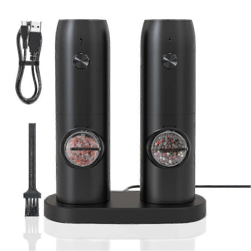 USB Rechargeable Electric Salt and Pepper Grinder Set, Adjustable Coarseness