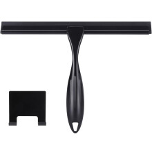 Shower Squeegee Stainless Steel 12 Inch for Glass Doors Mirrors Windows Streak with Holder Black