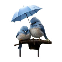 Acrylic 2D flat bird with umbrella garden stake
