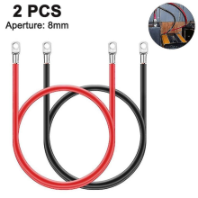 16 8mm Battery Cables Set with Terminals, 3/8-inch Lugs for Motorcycle, Automotive, Marine, Solar, ATV, RV, Mower