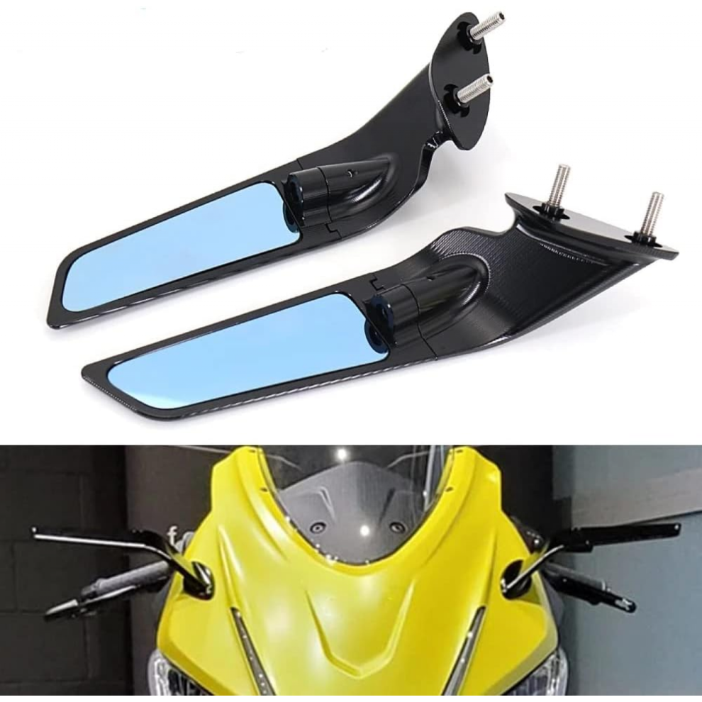 Black Blue Lens Motorcycle Mirrors, Adjustable Wind Wing Rearview For Aprilia Rs660 Rsv4 1100 2021-2022 Blue,Black 7057162532309