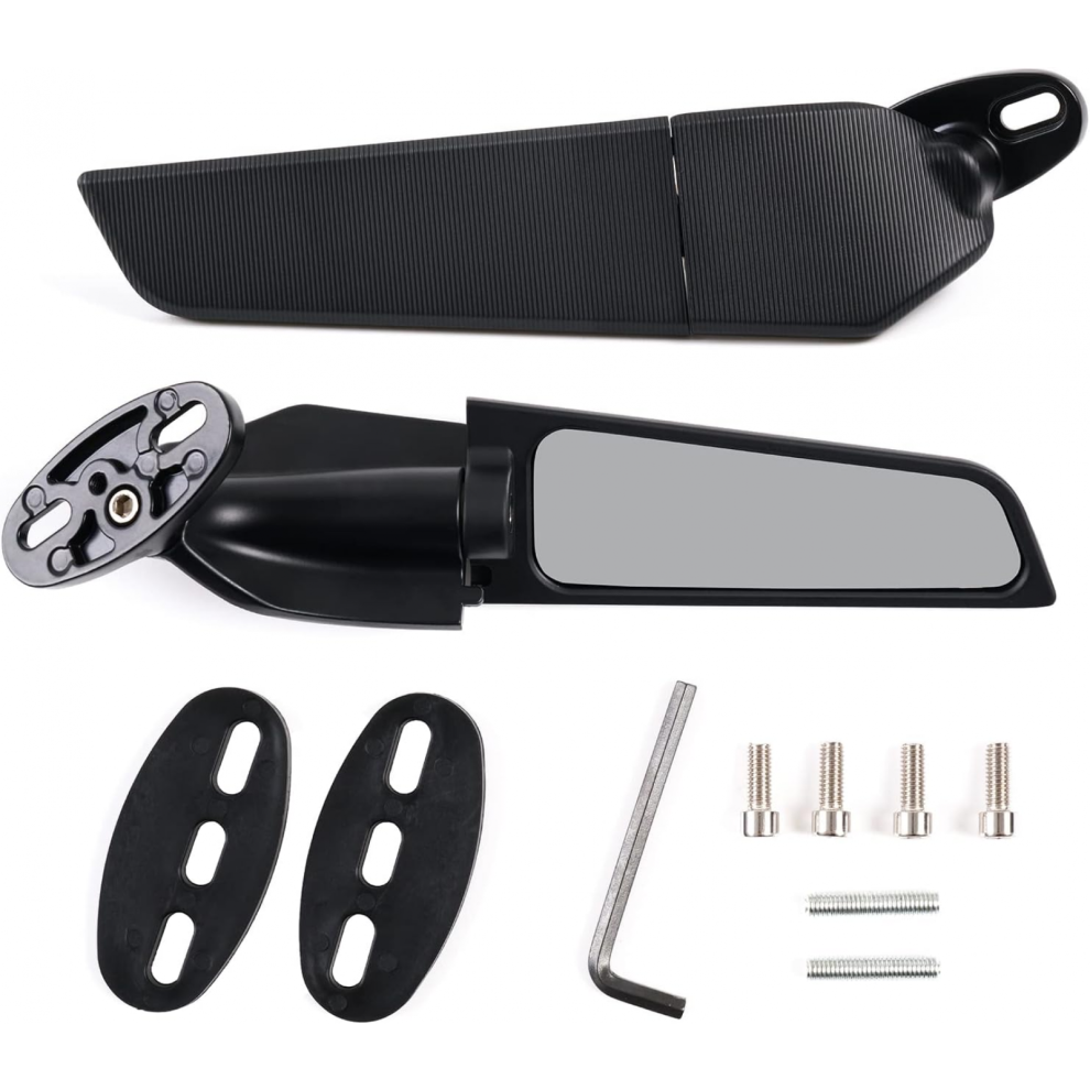Adjustable Rotating Motorcycle Rearview Mirrors For Honda, Kawasaki, Suzuki, Yamaha - Large Wing Mirror 7057162532903