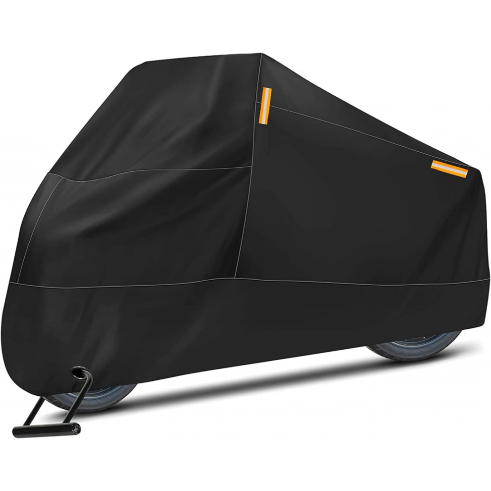 Waterproof Motorcycle Cover With 4 Reflective Strips, Fits Harley, Honda, Suzuki, Kawasaki, Yamaha (, XXX-Large) Black 7057162533641