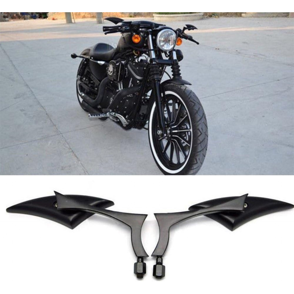 Chrome Motorcycle Cnc Aluminum Blade Mirrors, 8Mm/10Mm For Honda Yamaha Kawasaki Suzuki Black 7057162532132