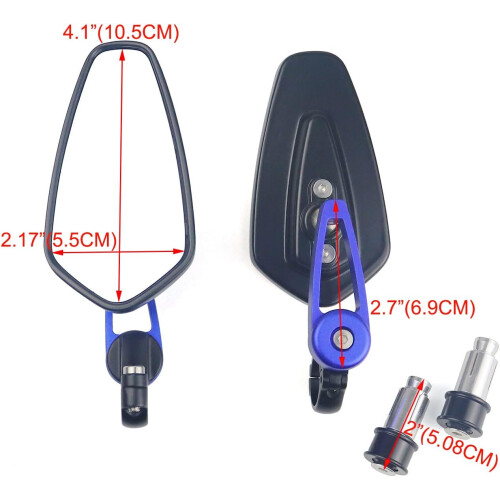 Blue Universal 7/8" Handlebar End Mirrors for Racing Bikes & Scooters (22mm) 2