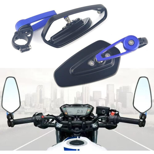 Blue Universal 7/8" Handlebar End Mirrors for Racing Bikes & Scooters (22mm) 1