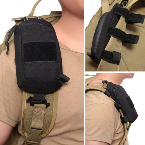 Molle Pouch For Backpack  Shoulder Strap Bag, MOLLE Compatible Pockets, Hunting Tools, Camping Gear, Black 1
