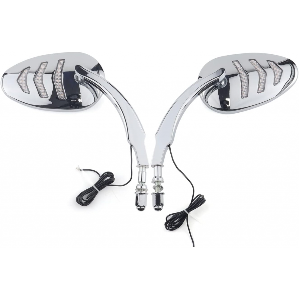 Harley-Davidson Chrome Mirrors With Sequential Led Turn Signals, Adapter For Bobber Cruiser Custom 7057162532378