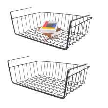 Under Shelf Storage Basket, Pack of 2 Hanging Baskets, Metal Basket Organiser, Black