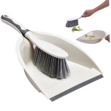 Dustpan and Brush Set with Density Bristles, Ergonomic Grip for Kitchen Office Desktop