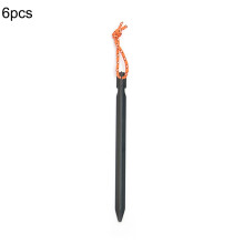 Estacas de barraca ultraleves em liga de alumínio, resistentes ao vento, com corda e design de três vigas. Possuem cordão de puxar de alta