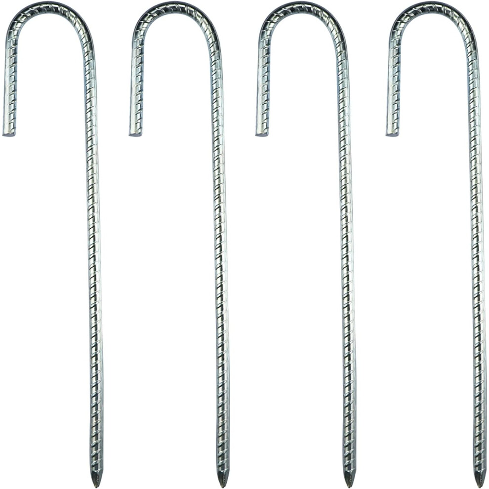 Versatile J-Hooks, Heavy Duty Steel Staples For Multi-Purpose Outdoor Use, Galvanized Rebar Stakes With Chisel Tips For Easy Soil Penetration 9416038258787