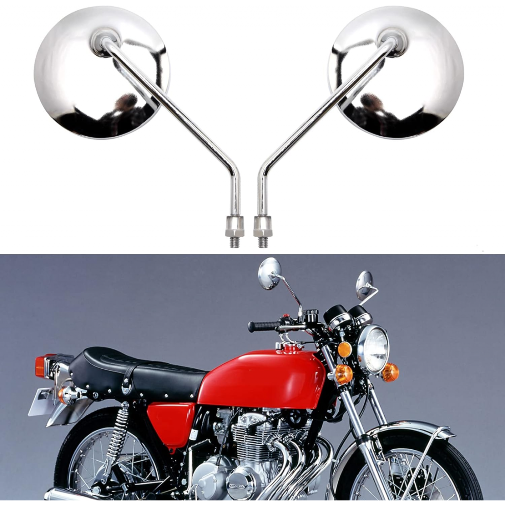 Chrome Motorcycle Handlebar Mirrors, 10Mm, For Sports Bike, Cruiser, Chopper, Dirt Bike, Scooter 7057162537915