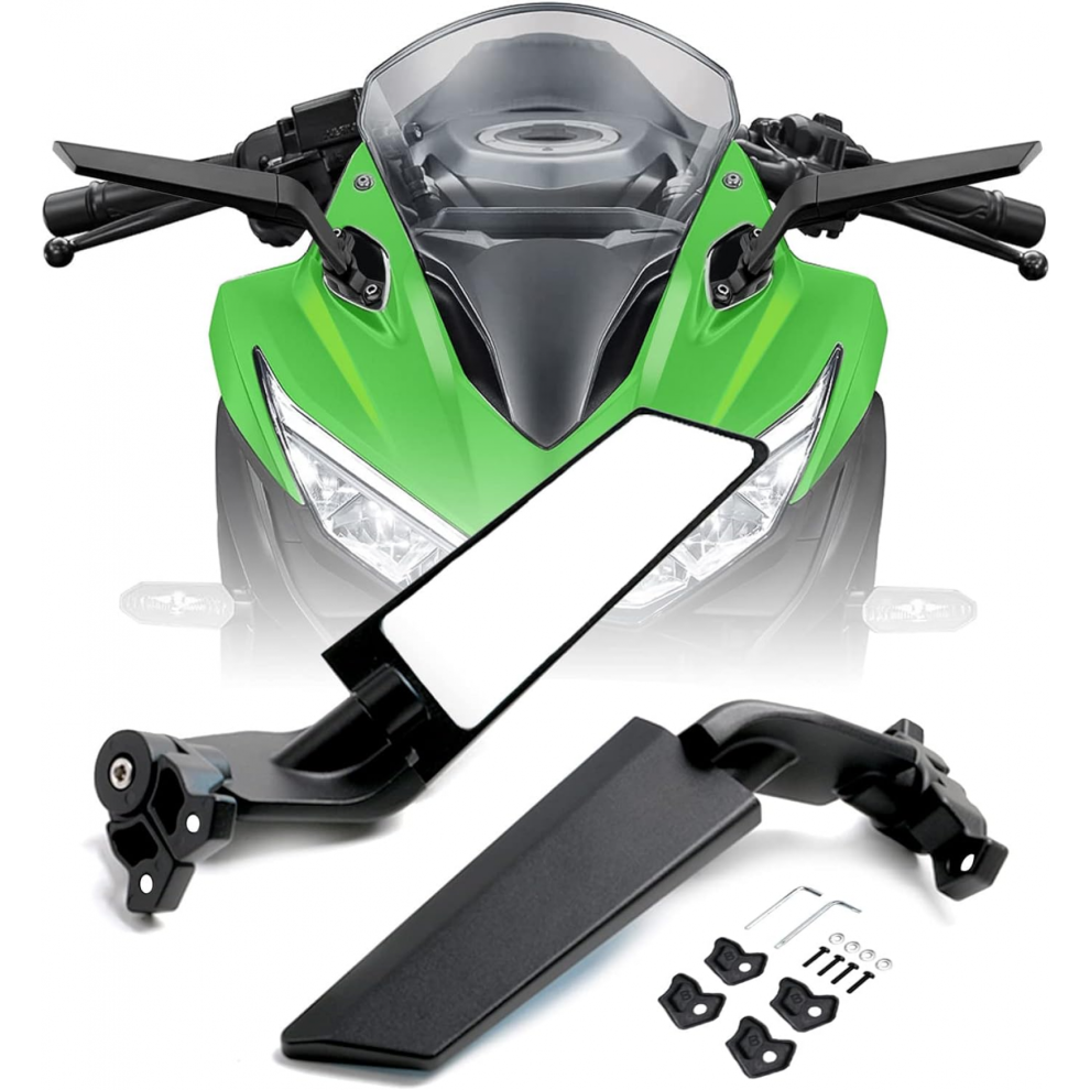 Adjustable Motorcycle Mirrors - Compatible With Kawasaki Ninja 400/650/Zx10r/Zx6r/Zx-636 & Honda 7057162538097