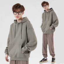 Wutong Blue Hooded Hoodie 2XL 330G Cotton Terry Sweater Spring Autumn Work Clothes Men's Loose Shoulder Printed Embroidered Logo