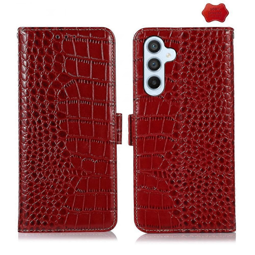 Redfor Samsung Galaxy A55 5G Crocodile Top Layer Cowhide Leather Phone Case 7057162539728