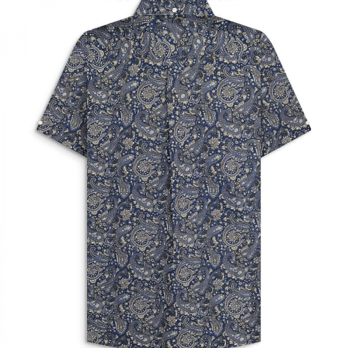 Navy Men's Paisley Short Sleeve Shirt 1