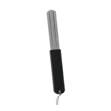 Diamond hook sharpener, 10 x 1.4 cm, nonslip handle, fine and coarse grain, lightweight, with sharpening stone with multiple grooves black handle