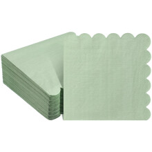 Scalloped Cocktail Napkins Thick Paper Disposable Beverage Napkins for Wedding Party Dinner Birthday, Sage 5 x 5 Inch Set of 100
