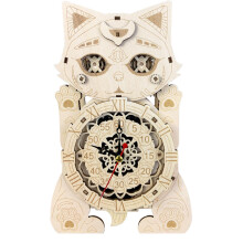 Cat Clock Model Kits, Wooden 3D Puzzles Clock Kit, Home Decoration, Christmas Birthday Gift for Adults