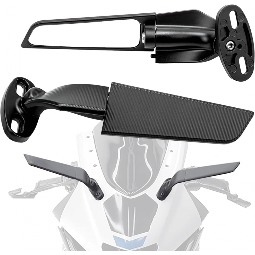 Modified Motorcycle Rearview Mirrors - Adjustable Rotating Side Mirrors For Kawasaki Ninja 250, 300, H2, H4, 400, 650 7057162538332