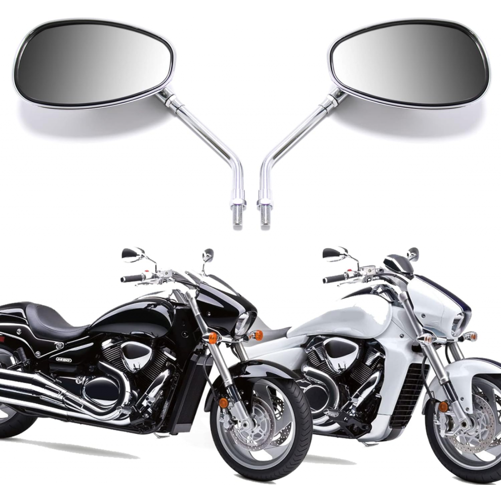 Chrome Motorcycle Handlebar Mirrors, 10Mm For Honda Kawasaki Suzuki Cruiser Scooter 7057162536895