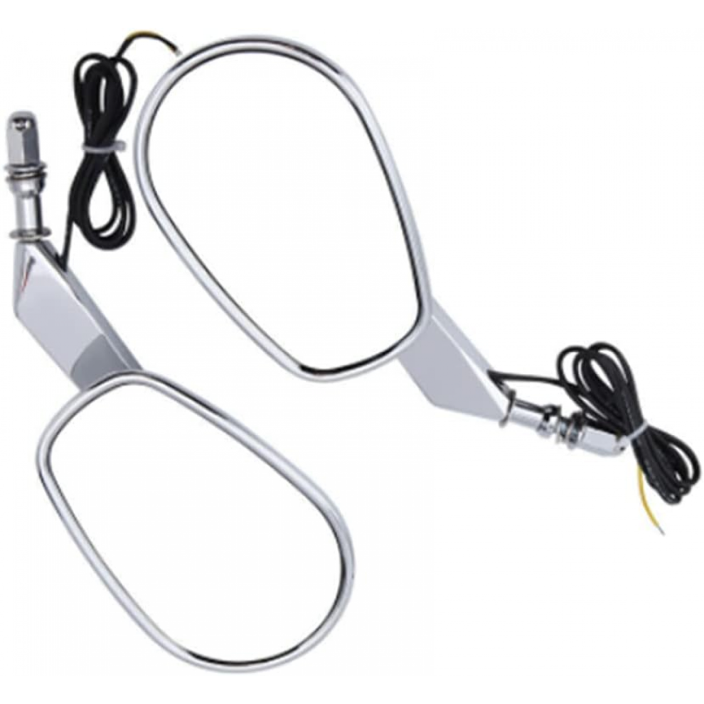2Pcs Motorcycle Rearview Mirrors With Led Turn Signals For Harley-Davidson () Black/Silver 7057162537625
