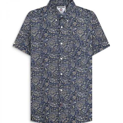 NavySMens Paisley Kurzarmhemd