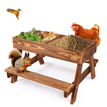Chicken Table No Waste Picnic Feeder Handmade Carbonized Wood Large DIY