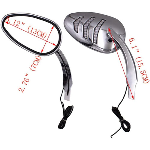 Harley-Davidson Chrome Mirrors with Sequential LED Turn Signals, Adapter for Bobber Cruiser Custom 2